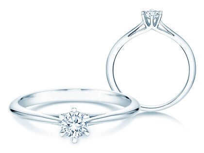 Anillo de compromiso Heaven 6 en 9K oro blanco con diamante 0,25ct H/SI