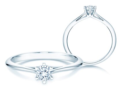 Anillo de compromiso Heaven 6 en 14K oro blanco con diamante 0,25ct G/SI