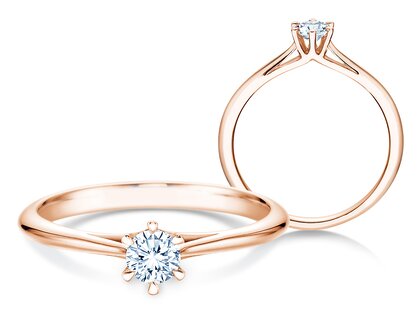 Anillo de compromiso Heaven 6 en 18K oro rosa con diamante 0,25ct G/SI