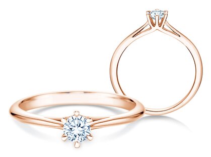 Anillo de compromiso Heaven 6 en 9K oro rosa con diamante 0,25ct H/SI