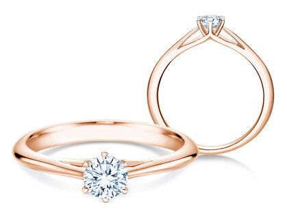 Anillo de compromiso Heaven 6 en 14K oro rosa con diamante 0,30ct G/SI