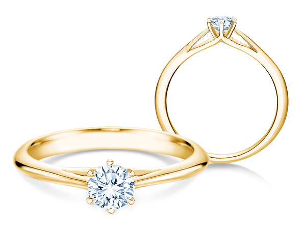 Anillo de compromiso Heaven 6 en 18K oro amarillo con diamante 0,30ct H/SI