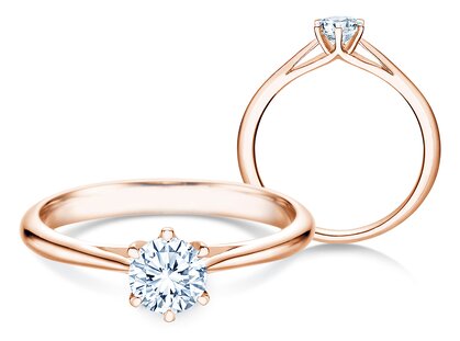Anillo de compromiso Heaven 6 en 18K oro rosa con diamante 0,40ct G/SI