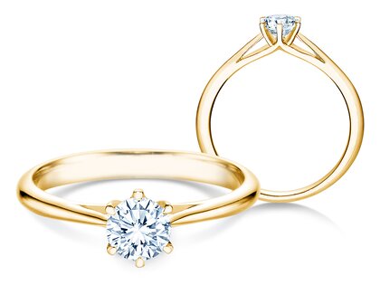 Anillo de compromiso Heaven 6 en 14K oro amarillo con diamante 0,40ct H/SI