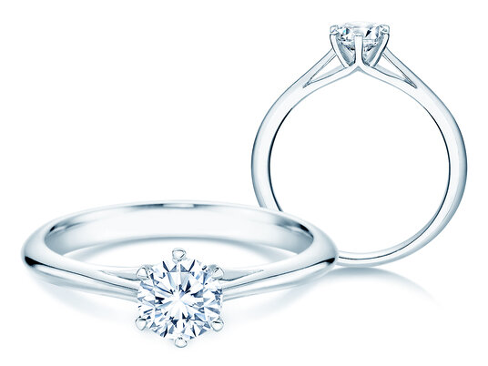 Anillo de compromiso Heaven 6 en 14K oro blanco con diamante 0,50ct H/SI