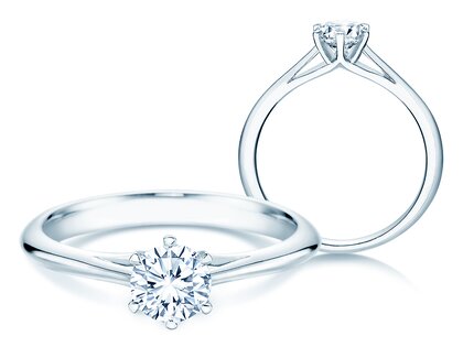 Anillo de compromiso Heaven 6 en 14K oro blanco con diamante 0,50ct H/SI