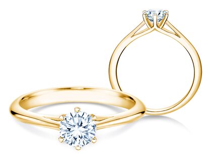 Anillo de compromiso Heaven 6 en 14K oro amarillo con diamante 0,50ct G/SI