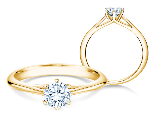 Anillo de compromiso Heaven 6 en 9K oro amarillo con diamante 0,50ct H/SI