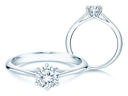 Anillo de compromiso Heaven 6 en 9K oro blanco con diamante 0,60ct H/SI