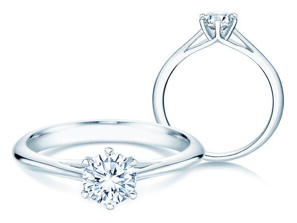 Anillo de compromiso Heaven 6 en 9K oro blanco con diamante 0,60ct H/SI