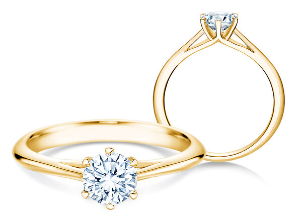 Anillo de compromiso Heaven 6 en 14K oro amarillo con diamante 0,60ct G/SI
