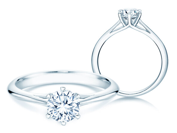 Anillo de compromiso Heaven 6 en 9K oro blanco con diamante 0,75ct G/SI