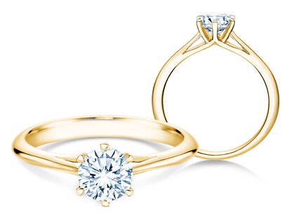 Anillo de compromiso Heaven 6 en 14K oro amarillo con diamante 0,75ct G/SI
