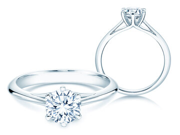 Anillo de compromiso Heaven 6 en 9K oro blanco con diamante 1,00ct H/SI