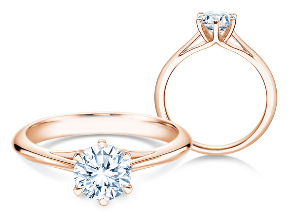 Anillo de compromiso Heaven 6 en 14K oro rosa con diamante 1,00ct G/SI