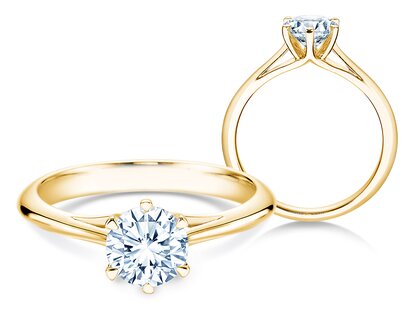 Anillo de compromiso Heaven 6 en 14K oro amarillo con diamante 1,00ct G/SI