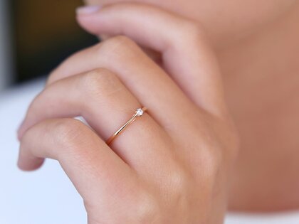 Anillo de compromiso Heaven 6 en 18K oro rosa con diamante 0,05ct H/SI