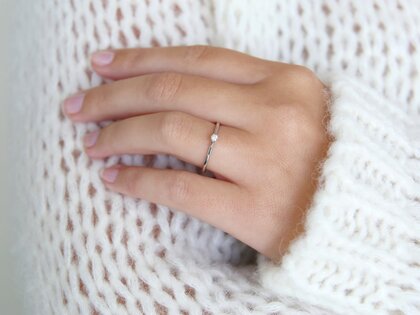 Anillo de compromiso Heaven 6 en 9K oro blanco con diamante 0,05ct H/SI