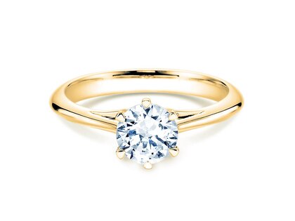 Anillo de compromiso Heaven 6 en 14K oro amarillo con diamante de laboratorio 1,00ct E/VS