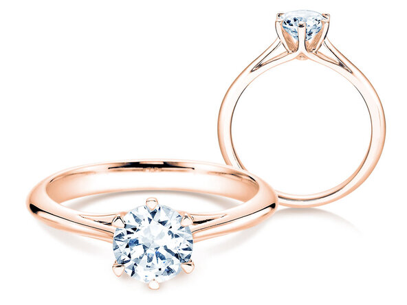 Anillo de compromiso Heaven 6 en 14K oro rosa con diamante de laboratorio 1,00ct E/VS
