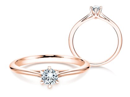 Anillo de compromiso Heaven 6 en 14K oro rosa con diamante de laboratorio 0,25ct E/VS