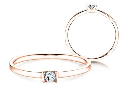 Anillo de compromiso Love en 14K oro rosa con diamante 0,07ct G/SI