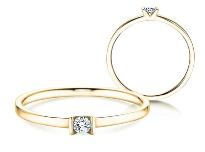 Anillo de compromiso Love en 14K oro amarillo con diamante 0,07ct G/SI