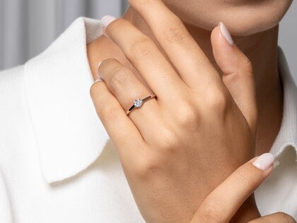 Anillo de compromiso Madison en 14K oro rosa con diamante 0,20ct G/IF