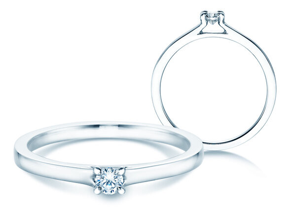 Anillo de compromiso Modern en 14K oro blanco con diamante 0,10ct G/SI