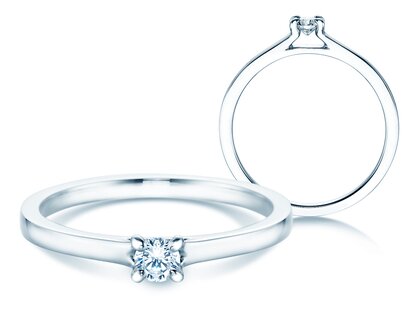 Anillo de compromiso Modern en 18K oro blanco con diamante 0,15ct G/SI