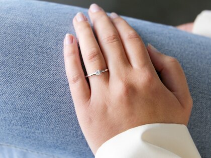 Anillo de compromiso Princess en 14K oro blanco con diamante 0,25ct G/SI