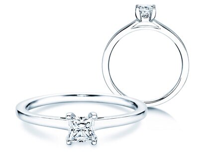 Anillo de compromiso Princess en 18K oro blanco con diamante 0,35ct G/SI