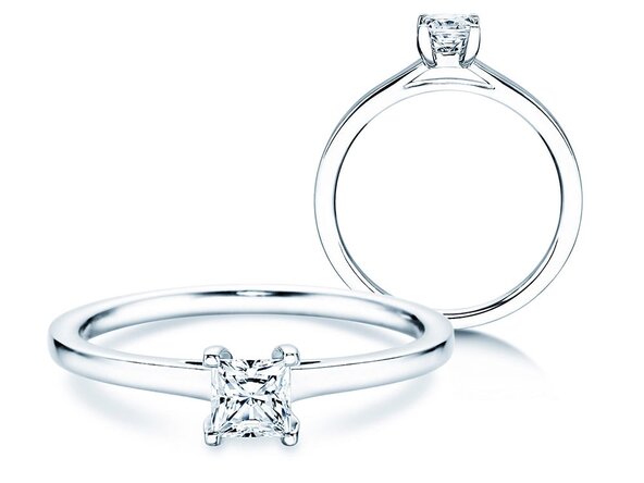 Anillo de compromiso Princess en 18K oro blanco con diamante 0,35ct G/SI
