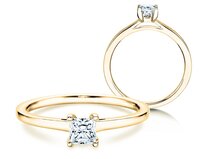 Anillo de compromiso Princess en 14K oro amarillo con diamante 0,35ct G/SI
