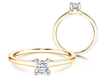 Anillo de compromiso Princess en 18K oro amarillo con diamante 0,35ct G/SI