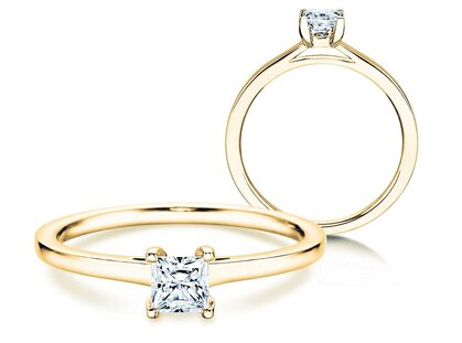 Anillo de compromiso Princess en oro amarillo