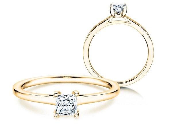 Anillo de compromiso Princess en 18K oro amarillo con diamante 0,35ct G/SI