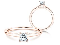 Anillo de compromiso Princess en 14K oro rosa con diamante 0,35ct G/SI