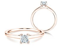 Anillo de compromiso Princess en 14K oro rosa con diamante 0,35ct G/SI