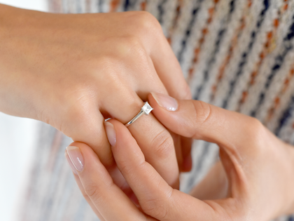 Anillo de compromiso Princess en 14K oro blanco con diamante 0,50ct G/SI