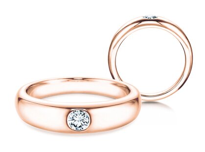 Anillo de compromiso Promise en 14K oro rosa con diamante 0,03ct H/SI