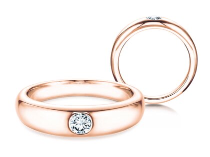 Anillo de compromiso Promise en 9K oro rosa con diamante 0,03ct H/SI