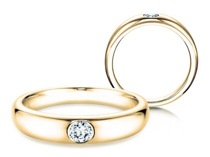 Anillo de compromiso Promise en 14K oro amarillo con diamante 0,15ct H/SI