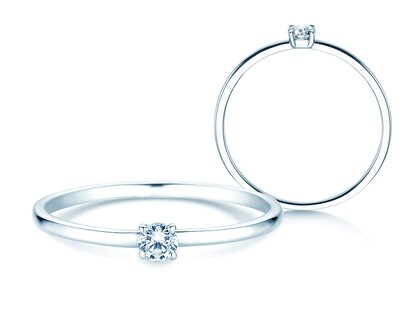 Anillo de compromiso Pure en 14K oro blanco con diamante 0,08ct G/SI
