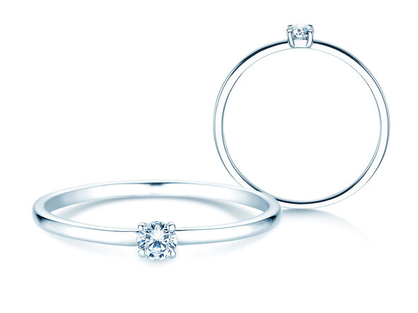 Anillo de compromiso Pure en 14K oro blanco con diamante 0,08ct G/SI