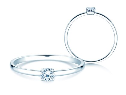 Anillo de compromiso Pure en 14K oro blanco con diamante 0,13ct G/SI