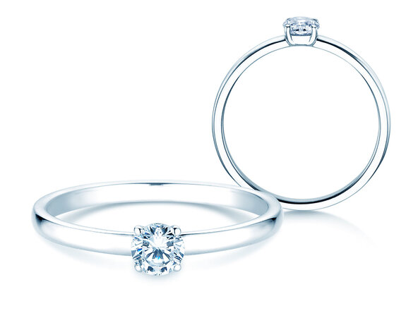 Anillo de compromiso Pure en 9K oro blanco con diamante 0,23ct H/SI