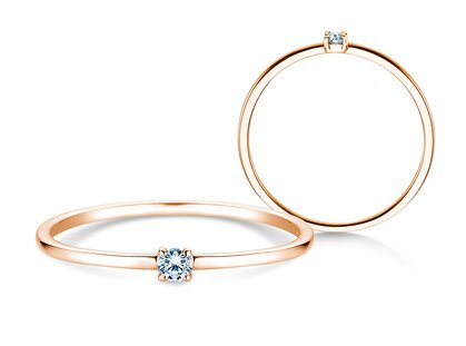 Anillo de compromiso Pure en 14K oro rosa con diamante 0,04ct G/SI