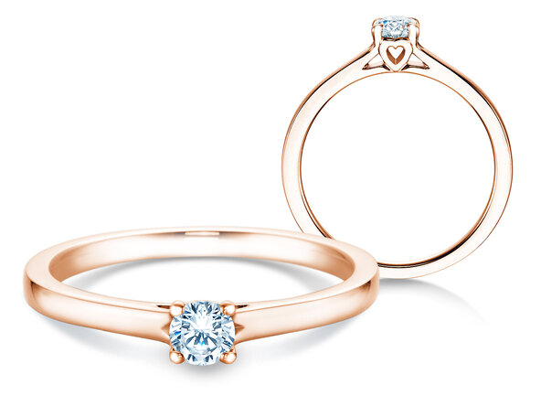 Anillo de compromiso Romance en 9K oro rosa con diamante 0,15ct H/SI