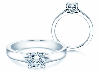 Anillo de compromiso Romance en 9K oro blanco